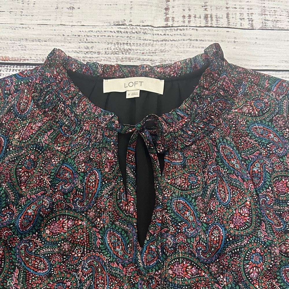 LOFT Multicolor Paisley Blouse Sz. M - Picture 3 of 7
